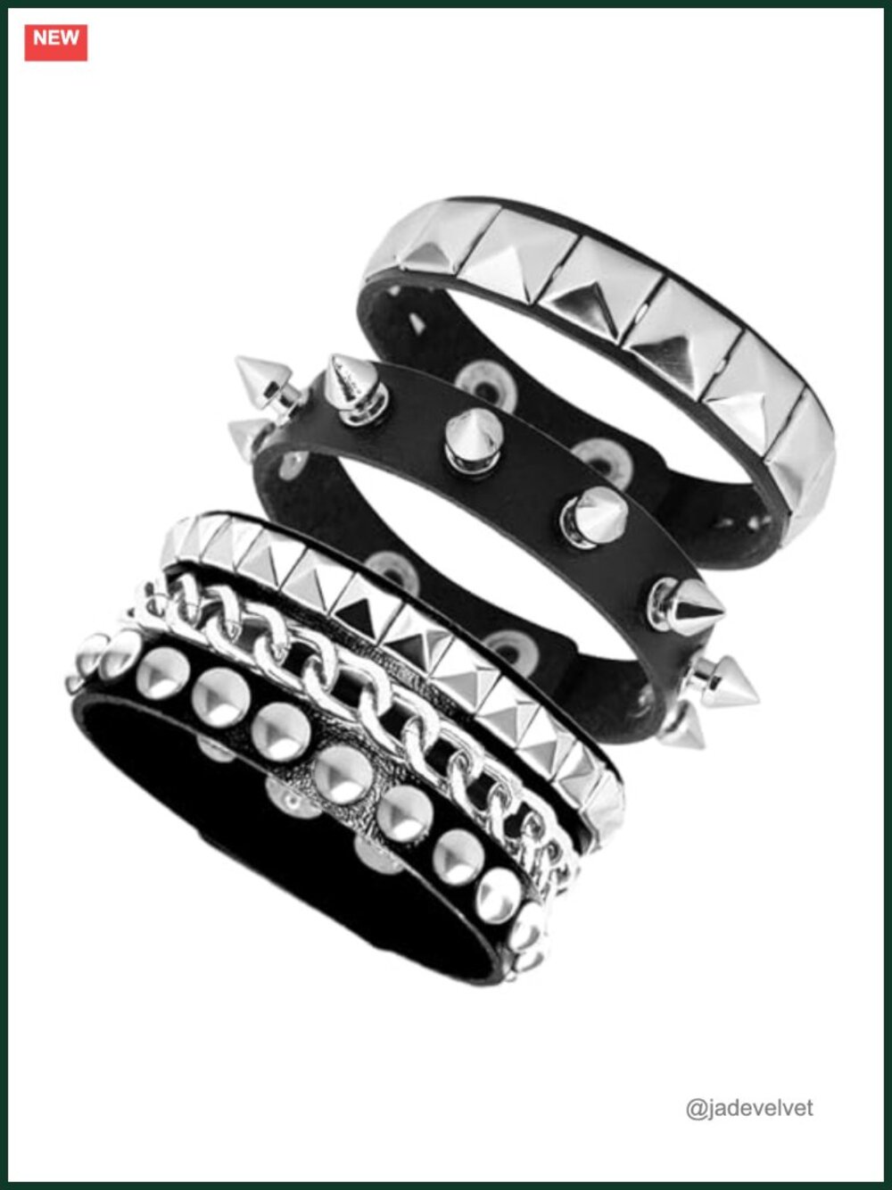 Faux Leather Punk Rock Cuff Bracelets Set for Costume Party